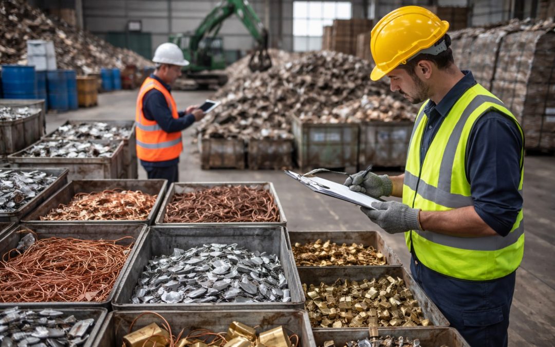 gestión de residuos industriales con separación de metales en planta de reciclaje